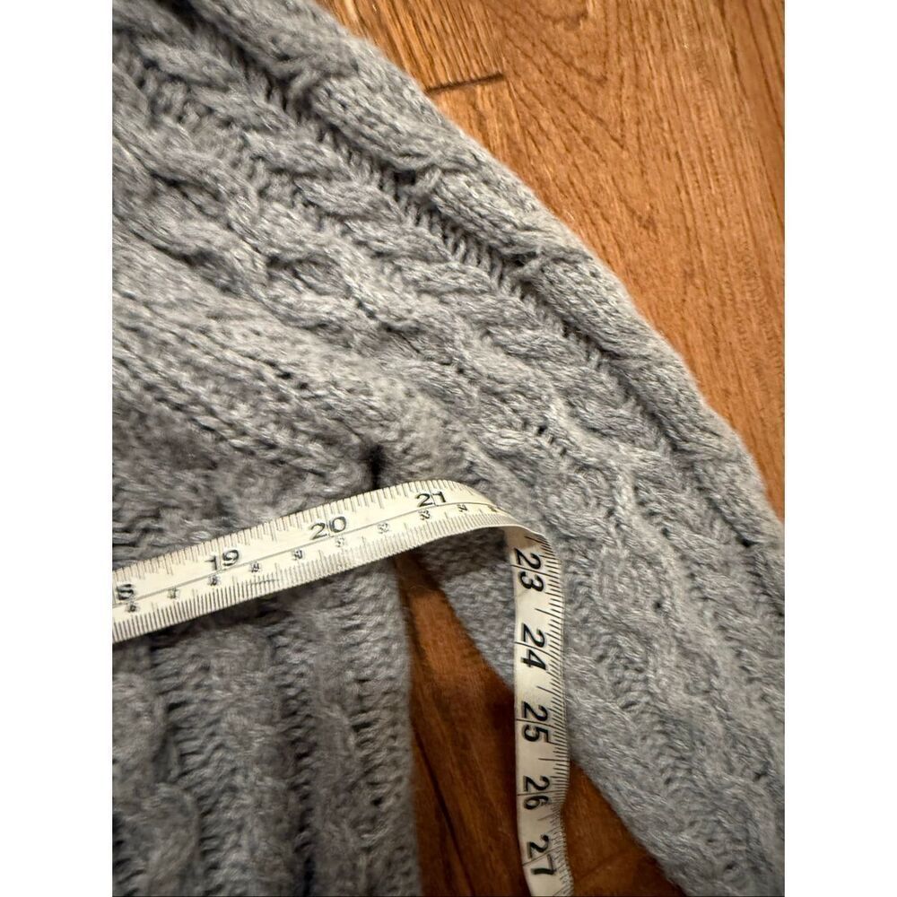 J.Crew grey ruffle neck cableknit cardigan sweater wool blend large - Picture 10 of 13